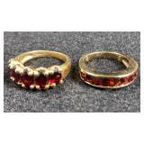Ladies Rings Gold Tone/ Red Stones (.925 - 10