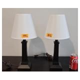 Black Composite Lamp Pair w/ Shades Dia 8  H18