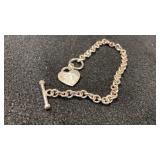 Silver Heart Tag Bracelet (.925) (15.3 grams)