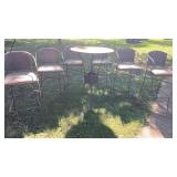 Metal Top Table & 6 Chairs (Seats are Cushioned)