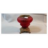 Vintage Red Satin Glass "Gone With the Wind" Lamp
