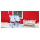 Vintage White Toy Baby Bed That Rocks Bedding