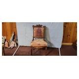 Antique Victorian Walnut Chair Porcelain Wheels
