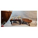 Footstool Lot Wooden Oval 15 x 9 x 7 and