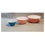 Vintage Pink Turquoise Pyrex Bowls