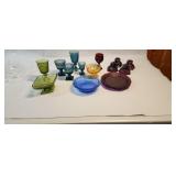 Ruby Red Avon Candle Holders Plates Colored