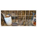 Long Handle Tool Lot Pitch Fork Shovels Claw Post