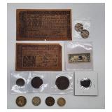 Vintage US Currency Lot: 1774 & 1776 Bills, Foreig