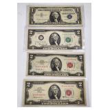US Currency: $1 & $2 Bills - 1950s/70s Series - Co