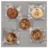 Presidential Coins - Bronze/Copper - Set of 5