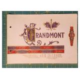 Vintage Grandmont Cigar Label Sheet - Unused
