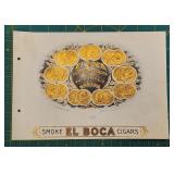 Vintage El Boca Cigars Lithograph Advertising Sign