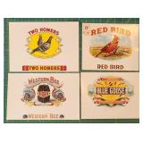 Vintage Cigar Box Labels - Two Homers, Red Bird, W