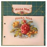 Vintage Rosa Mia Cigar Label & Inner Paper - 1899