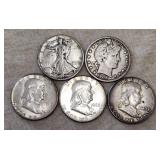 Vintage US Half Dollar Coin Lot - Walking Liberty,