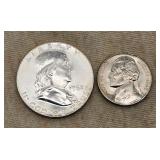 1962 Franklin Half Dollar & 1942 Jefferson Nickel