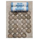 Two Rolls $2 Buffalo Nickels, Many 1938 Dates
