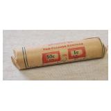 Vintage Steel-Strong Wheat Pennies Roll - 50 Coins