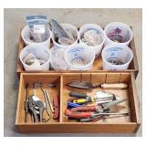 Wooden Tool Carrier w/ Hardware, Hand Tools & Gard