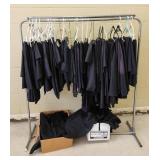 Assorted Black Table Linens w Hanging Rack