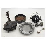 Vintage Bronze Vase, Trinket Box, Pewter Plate, &