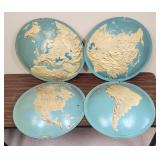 (4) Vintage Replogle Relief Globe Hemisphere Maps