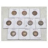 Lot (10) Washington Quarters 1968-S to 1977-S
