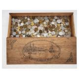 World Coin Collection in Nautical Wooden Box - 18