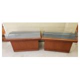 Pair Wood Base Display Cases - Acrylic Top - 56"