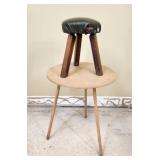 Vintage Handmade Wood Stool & Table Set