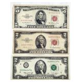 US Currency: $5 & $2 Notes - 1953 & 1976 Series