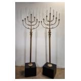 (2) Vintage Brass-Tone 9-Candle Floor Candelabras