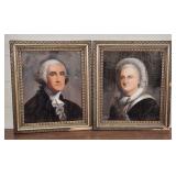 Vintage George & Martha Washington Framed Portrait