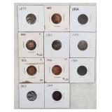 Indian Head Penny Lot of (11) 1879 to 1907