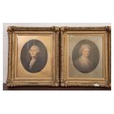 Antique George & Martha Washington Framed Prints -