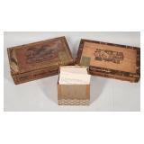 Vintage Cigar Boxes (2) & Business Card Box Set