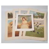 Lot of 9 Bird & Girl Prints - 12"x 15"
