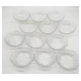 12 Glass Bowls - Salad, Dessert, Floral Motif