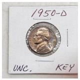 1950-D Jefferson Nickel - Key Date - Uncirculated