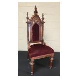 Antique Gothic Revival Style Red Velvet Accent