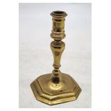 Vintage Brass Candlestick Holder - Octagon Base