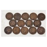 Indian Head Pennies - 14 Coins, 1901-1908