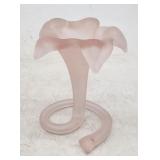 Satin Frosted Pink Glass Trumpet Flower Vase