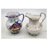 Two Decorative Ceramic Pitchers - Novelty & Gold