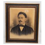 Antique Framed Portrait - Man with Moustache