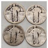 4 Standing Liberty Quarter Lot - Circulated