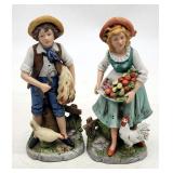 Vintage Ceramic Farmer Figurines - Pair
