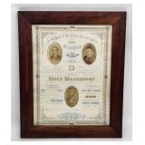 Framed 1898 Holy Matrimony Certificate - Stork &