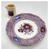 Vintage Ironstone Floral Plate & Union Pacific
