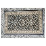 Navy Blue Floral Area Rug - 63x39 Inch Elegant